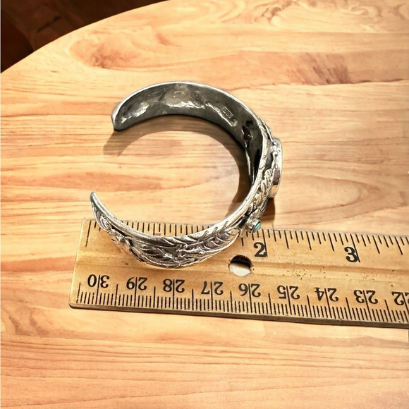 Solid Sterling Silver with Fire Opals Cuff Bracelet - Picture 7 of 13